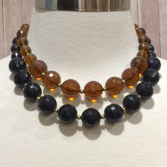 Rootbeer Amber Faceted Bead 2Strand Choker - Picture 3 of 8